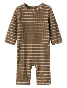 Nbmfredo Ls Uv Suit Lil Badedragt Badetøj Brown Lil'Atelier