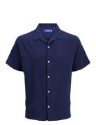Jorluke Crinkle Shirt Ss Jnr Tops Shirts Short-sleeved Shirts Navy Jac...