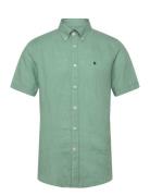 Douglas Linen Ss Shirt-Classic Fit Designers Shirts Casual Green Morri...