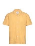 Casual Linen Blend Resort S/S Tops Shirts Short-sleeved Yellow Lindber...