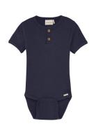 Body Ss Rib Bodies Short-sleeved Navy Minymo