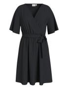 Vijosa 2/4 Wrap Dress Knælang Kjole Black Vila