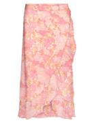 Vmsmilla H/W Wrap Skirt Wvn Ga Knælang Nederdel Pink Vero Moda