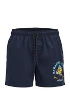 Jpstmaui Jjswim Leg Print Akm Jnr Badeshorts Navy Jack & J S