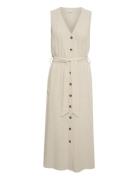 Kaliny Sleeveless Dress Knælang Kjole Beige Kaffe
