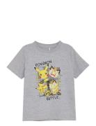 T-Shirt Ss Tops T-Kortærmet Skjorte Grey Minymo
