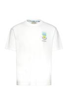 Relaxed-Fit Front And Back Artwork T-Shirt Tops T-Kortærmet Skjorte Wh...