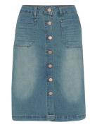 Crl Skirt Knælang Nederdel Blue Cream