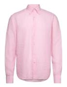 Reg Fit Bd Signature Linen Designers Shirts Casual Pink Oscar Jacobson