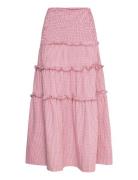 Atenea Checks Burgundy Skirt Skirts Maxi Skirts Red ALOHAS