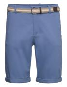 Superflex Chino Shorts W. Belt Bottoms Shorts Chinos Shorts Blue Lindb...