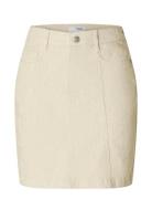 Slfuna Hw Short Denim Skirt Skirts Short Skirts Cream Selected Femme