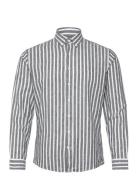 Wide Striped Cotton/Linen Shirt L/S Tops Shirts Linen Shirts Navy Lind...