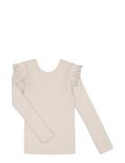 Classic Rib Florette Shirt Tops T-shirts Long-sleeved T-Skjorte Cream ...