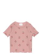 Tnstoona S_S Rib Tee Tops T-Kortærmet Skjorte Pink The New
