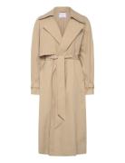 Cotton Trench Coat With Belt Trenchcoat Frakke Beige Mango