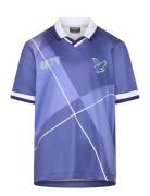 Over D Print Argyle Polo Shirt Tops T-Kortærmet Skjorte Blue Lyle & Sc...