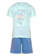 Ks-Knit Short Set Sport Sets With Short-sleeved T-shirt Blue Nike