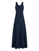Textured Linen Tank Maxi Dress Maxikjole Festkjole Navy Tommy Hilfiger