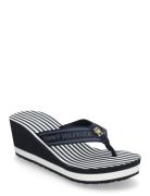 Th Stripes Wedge Beach Sandal Klipklapper Sandaler Navy Tommy Hilfiger