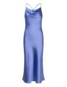 Objsateen S/L Midi Dress E Div Maxikjole Festkjole Blue Object