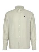 Anf Mens Wovens Tops Shirts Linen Shirts White Abercrombie & Fitch