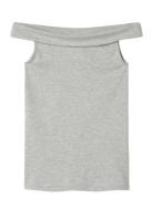 Nlfbenedicte Short Off Shoulder Top Tops T-shirts Sleeveless Grey LMTD