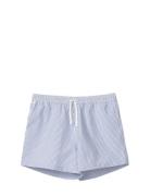 Striped Seersucker Swim Trunks Badeshorts Blue Lexington Clothing