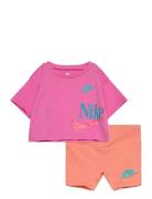 Ks-Knit Short Set Sport Sets With Short-sleeved T-shirt Pink Nike