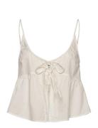 Cotton Poplin Tie-Front Pyjama Top Pyjamas Nattøj White Monki