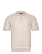 Reymond Structure Knit Polo Tops Knitwear Short Sleeve Knitted Polos P...