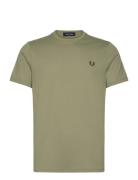 Ringer T-Shirt Tops T-Kortærmet Skjorte Khaki Green Fred Perry