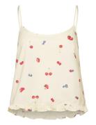 Cami Woven Ruffle Fruit Top Cream Hunkemöller