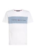 Ss T-Shirt Block Logo Tops T-Kortærmet Skjorte White Tommy Hilfiger
