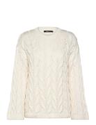 Cable Knitted Sweater Tops Knitwear Jumpers Cream Gina Tricot
