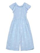 Jumpsuit Ss Smock Aop Jumpsuit Blue Lindex