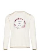 T-Shirt Ls Tops T-shirts Long-sleeved T-Skjorte Cream Minymo