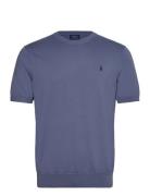 Cotton Crewneck Short-Sleeve Sweater Tops T-Kortærmet Skjorte Blue Pol...