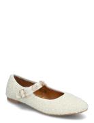 Bialilja Trimmed Mary Jane Textile Ballerinasko Ballerinaer White Bian...