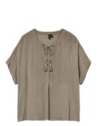Vmbente Ss Wide Top Wvn Ga Tops Blouses Short-sleeved Khaki Green Vero...
