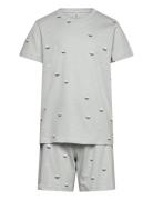 Pyjama Tee Shorts Vehicle Boat Pyjamassæt Blue Lindex