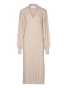 Slfselene Ls Knit Dress B Knælang Kjole Cream Selected Femme