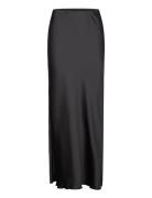 Maxikjol I Satin Lang Nederdel Black Lindex