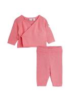 Fine Knit Baby Kit Sets Sets With Short-sleeved T-shirt Pink Mini Rodi...