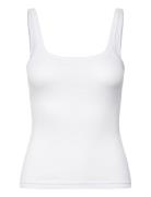 Close Fitted Ribbed Singlet Tops T-shirts & Tops Sleeveless White Week...