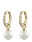Core Pearl Ring Ear G/White - Accessories Jewellery Earrings Hoops Gol...