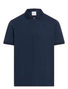 Smooth Cotton Welt Zip Polo Tops Polos Short-sleeved Navy Calvin Klein