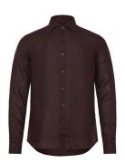 Ruban Tops Shirts Linen Shirts Brown Reiss