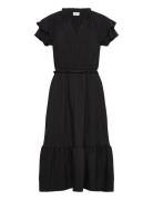 Jdytrain S/L Frill Midi Dress Wvn Exp Knælang Kjole Black JDY