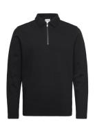 Slhmarc Rib Ls Polo Tops Polos Long-sleeved Black Selected Homme